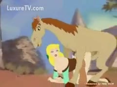 Crazy toon showing farmgirl being screwed by a huge horse